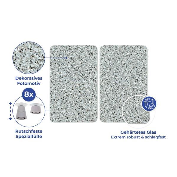 Wenko Glasabdeckplatte Universal Granit-Optik 2er Set, für alle Herdarten