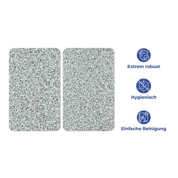 Wenko Glasabdeckplatte Universal Granit-Optik 2er Set, für alle Herdarten