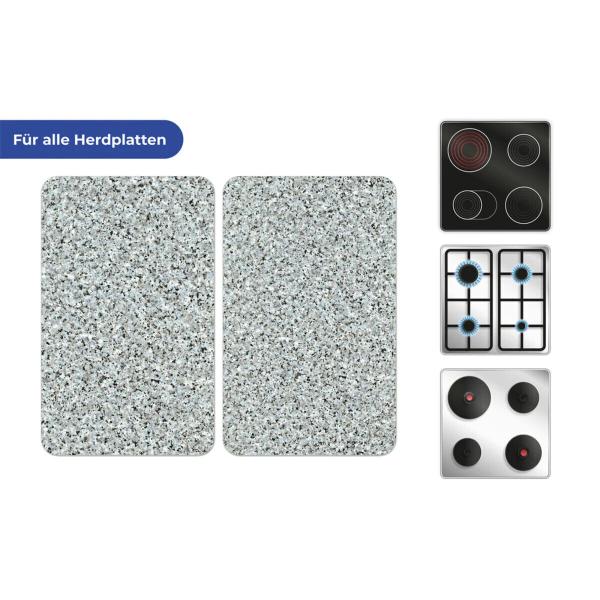 Wenko Glasabdeckplatte Universal Granit-Optik 2er Set, für alle Herdarten