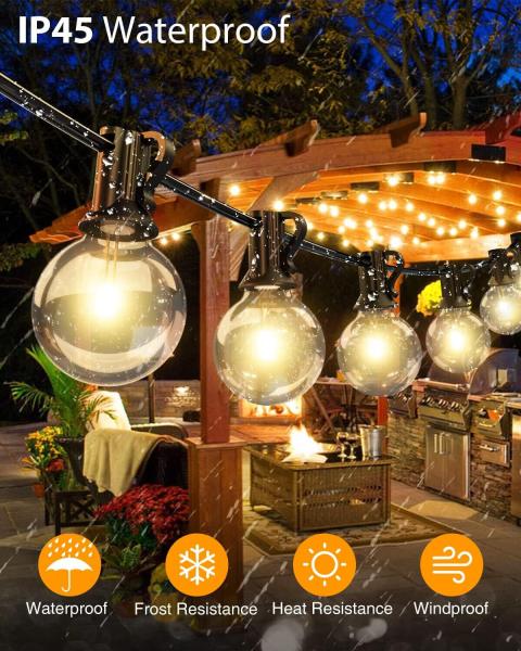 Lichterkette für den Außenbereich, Außen-Lichterkette, G40, 12,5m, 25 Lichter