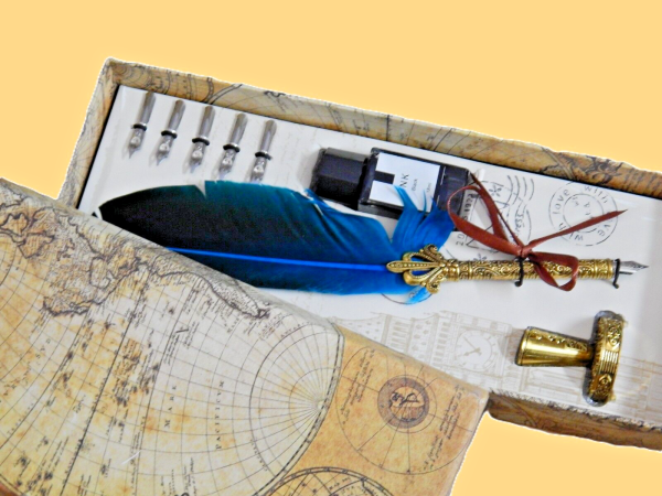 Englisch Kalligraphie Feder Schreibfeder Set für Briefpapier Geschenk (Blue)