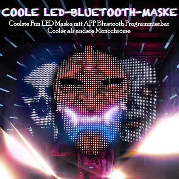 Led Maske mit Bluetooth Programmierbar, Led Masken mit Gestenerkennung Karneval