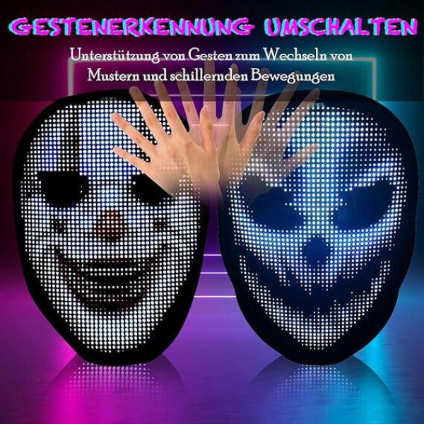 Led Maske mit Bluetooth Programmierbar, Led Masken mit Gestenerkennung Karneval
