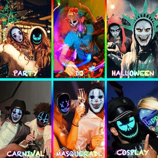 Led Maske mit Bluetooth Programmierbar, Led Masken mit Gestenerkennung Karneval
