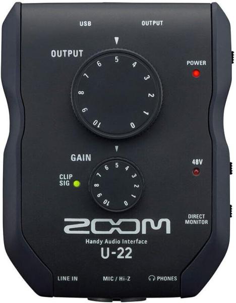 ZOOM U22 Handy Audio Interface MIDI Zuschaltbar Phantomspeisung in Schwarz