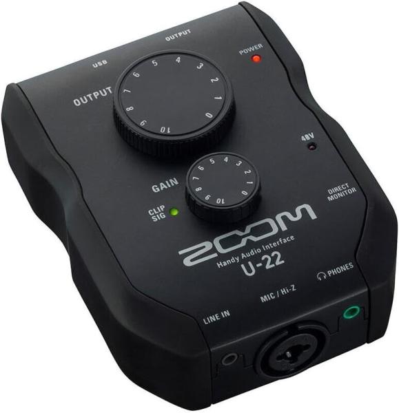 ZOOM U22 Handy Audio Interface MIDI Zuschaltbar Phantomspeisung in Schwarz