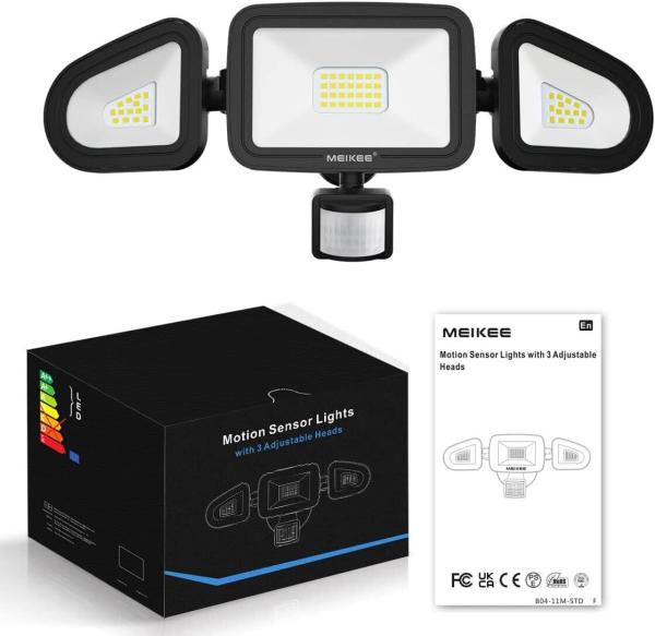 42W LED Strahler mit Bewegungsmelder Außen 3600LM Aussenstrahler IP66 Flutlicht
