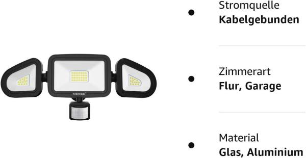 42W LED Strahler mit Bewegungsmelder Außen 3600LM Aussenstrahler IP66 Flutlicht