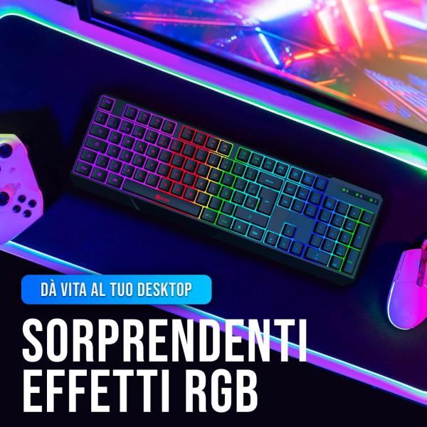 KLIM Chroma Wireless Gaming Tastatur RGB in Schwarz QWERTZ Layout