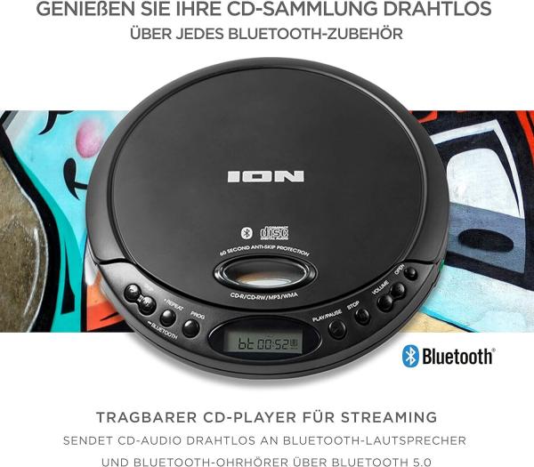 ION CD Go Bluetooth Portable CD Player Discman Diktiergerät inkl. Kopfhörer