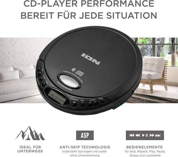 ION CD Go Bluetooth Portable CD Player Discman Diktiergerät inkl. Kopfhörer