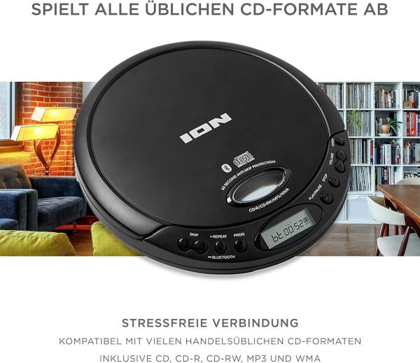 ION CD Go Bluetooth Portable CD Player Discman Diktiergerät inkl. Kopfhörer