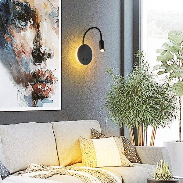 LED leselampe wandlampe mit Schalter Wandleselampe Bettlampe Wandleuchte Schwarz