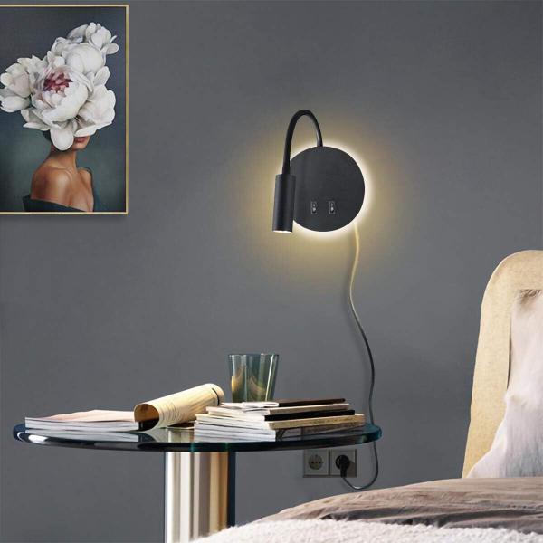 LED leselampe wandlampe mit Schalter Wandleselampe Bettlampe Wandleuchte Schwarz