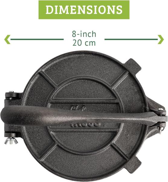 Chef Tacos Tortilla Presse - Taco Presse - Roti Maker 20cm - aus Gusseisen