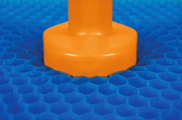 Gel Strukturkissen, blau mit schwarzem Bezug