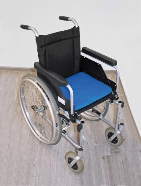 Gel Strukturkissen, blau mit schwarzem Bezug