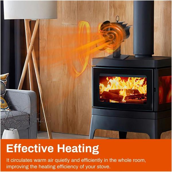Holzofenventilator StoveFan Kaminventilator 6 Flügeln, Wärmebetriebener Lüfter