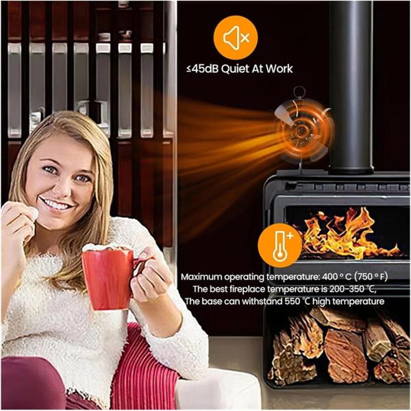 Holzofenventilator StoveFan Kaminventilator 6 Flügeln, Wärmebetriebener Lüfter