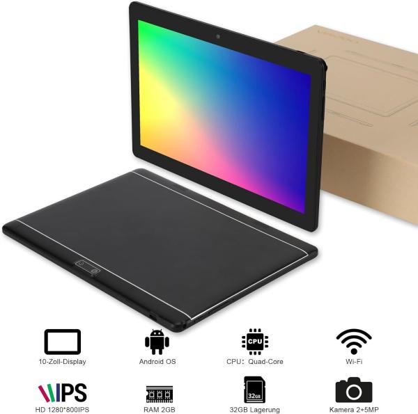Tablet, 10.1 Zoll Android Tablet PC, 2 GB RAM 32 GB ROM, 1280 x 800 HD IPS, 3G
