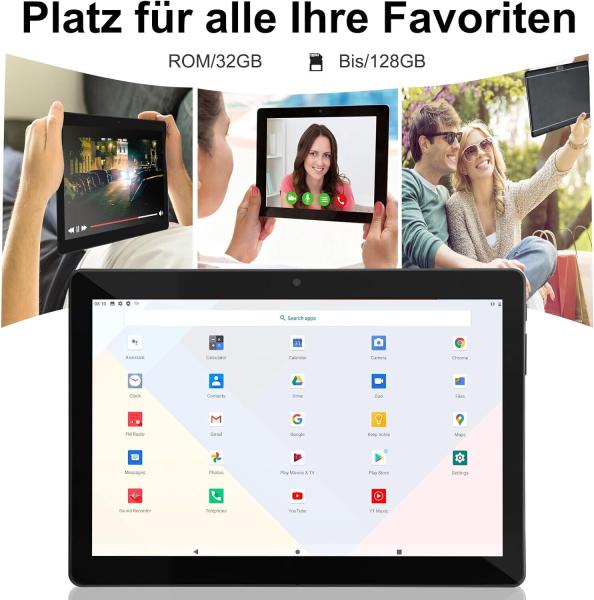 Tablet, 10.1 Zoll Android Tablet PC, 2 GB RAM 32 GB ROM, 1280 x 800 HD IPS, 3G