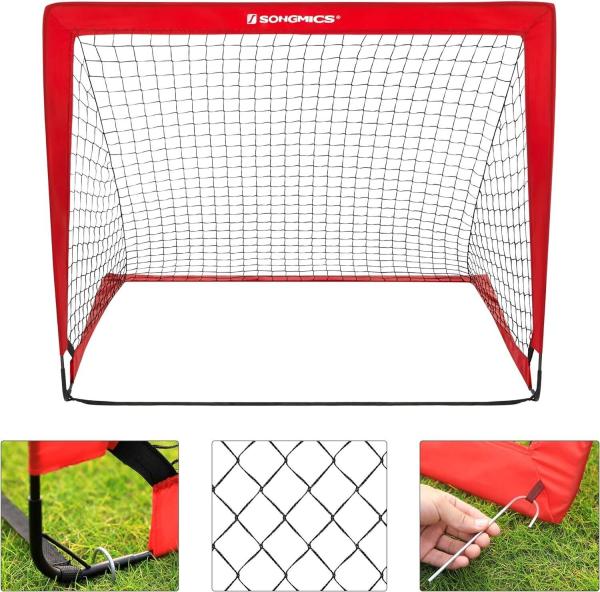 Fußballtor für Kinder, 2er Set, tragbar und faltbar, Garten, Park, Strand Rot