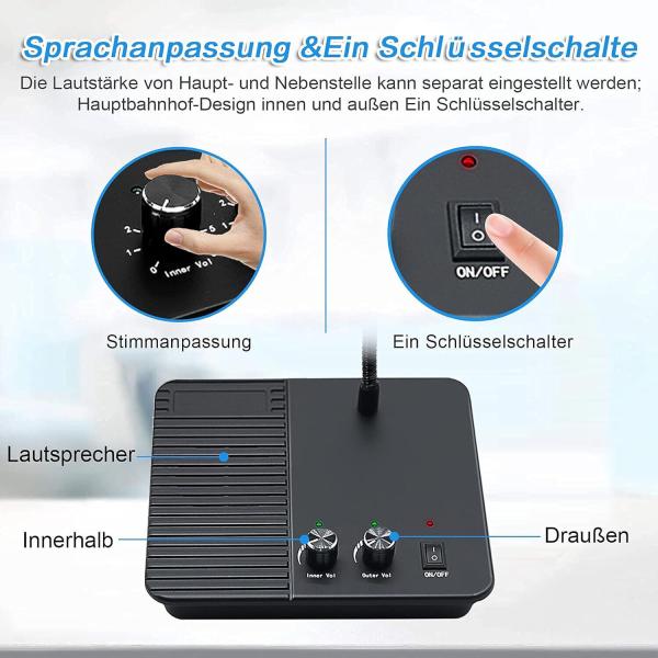 Fenster-Lautsprecher-Gegensprechanlage, zwei-Wege-Gegensprechanlage für Geschäft
