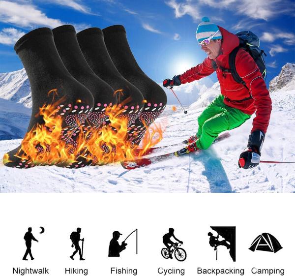 Beheizbare Socken 4er Selbsterwärmende Socken Fußwärmer Heizsocken, Magnetsocken