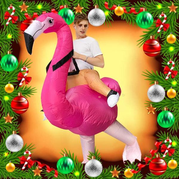 Aufblasbares Kostüm Flamingo Ausgefallenes Fasching Auflbaskostüm für Erwachsene