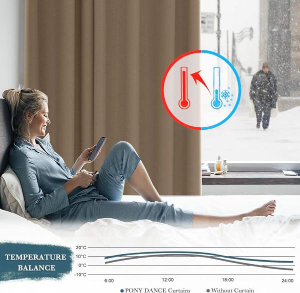Verdunklungsvorhänge Ösenvorhang Set 228 x 167cm Cappuccino Gardinen Wohnzimmer