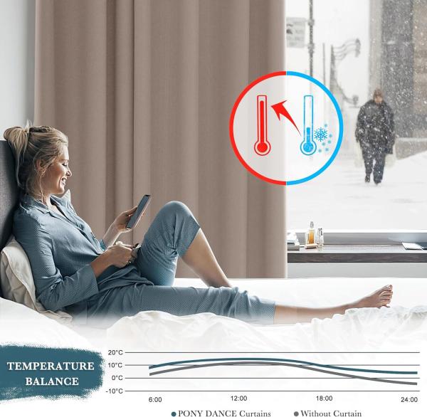 Verdunklungsvorhänge Ösenvorhang Set 245 x 140cm Hellbraun Gardinen Wohnzimmer