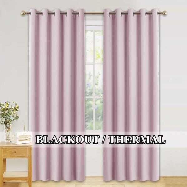Verdunklungsvorhänge Ösenvorhang Set 228 x 167cm Hellpink Gardinen Wohnzimmer