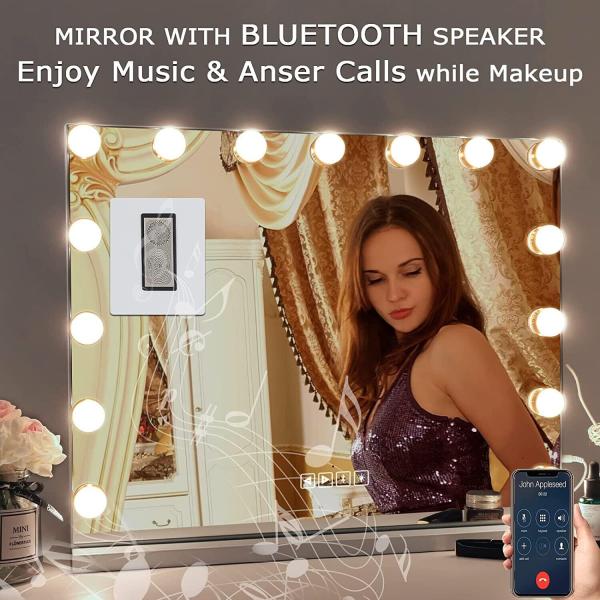 Bluetooth Hollywood Schminkspiegel mit 15 Lichter Touchscreen Badezimmer Spiegel