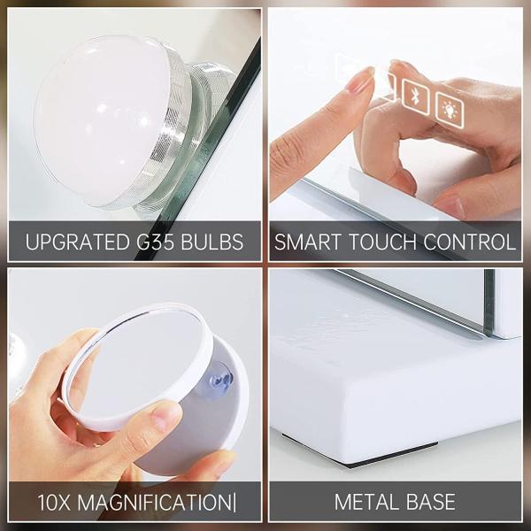 Bluetooth Hollywood Schminkspiegel mit 15 Lichter Touchscreen Badezimmer Spiegel