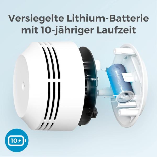 Rauchmelder 3er Set, AEGISLINK 10-Jahres Batterie Mini Feuermelder S240 in Weiß