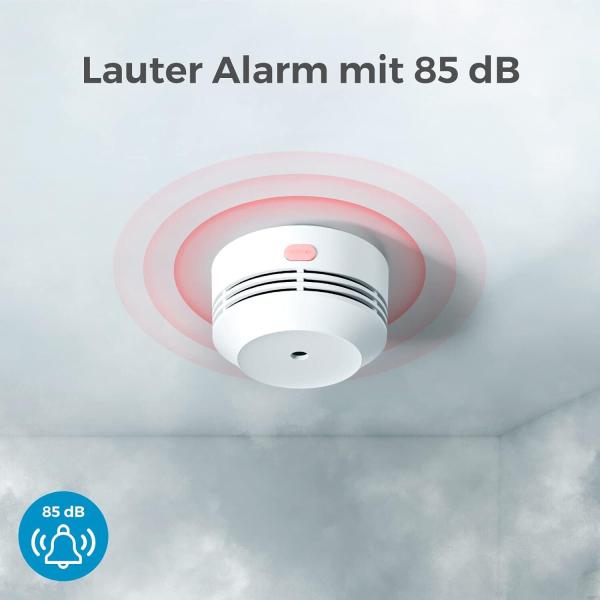 Rauchmelder 3er Set, AEGISLINK 10-Jahres Batterie Mini Feuermelder S240 in Weiß