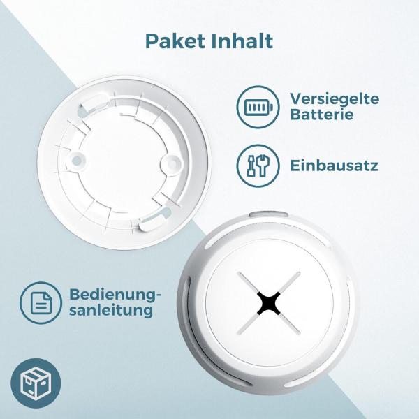 Rauchmelder 3er Set, AEGISLINK 10-Jahres Batterie Mini Feuermelder S500 in Weiß