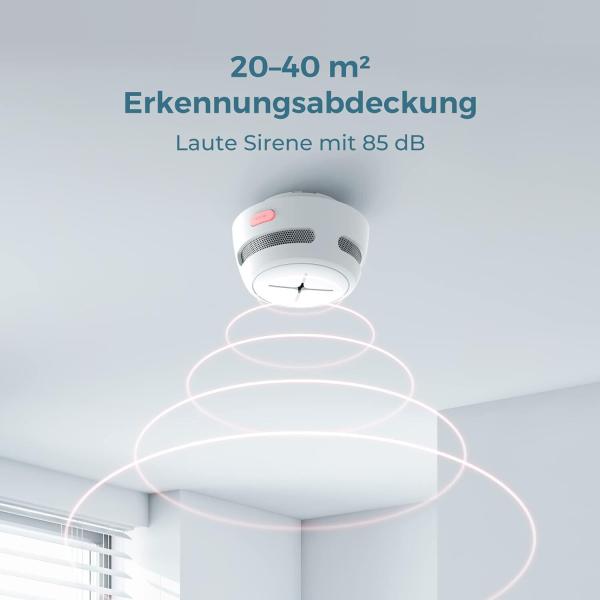 Rauchmelder 3er Set, AEGISLINK 10-Jahres Batterie Mini Feuermelder S500 in Weiß