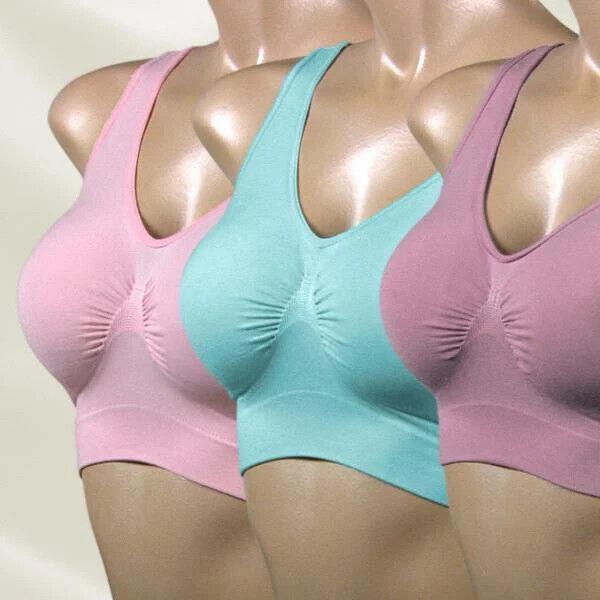 Ahh Bra 3er Set - Größe: S - Rosa, Türkis, Flieder Damen BH bei 30° Waschbar
