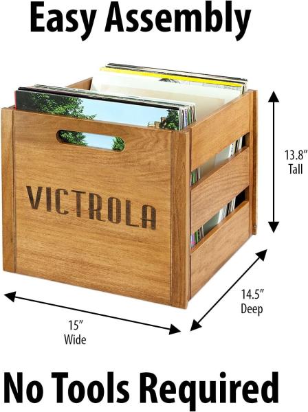 Victrola Holzkiste – Tischalbumhalter und Organizer für alle Schallplatten Braun