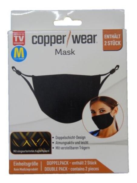Copper Wear Mask 4 Stück Mund-Nasen-Schutz atmungsaktiv leicht zu tragen Schwarz