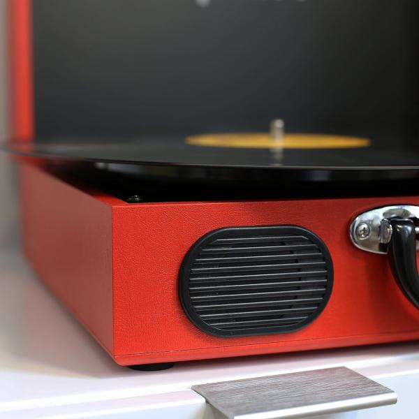 ION Audio Vinyl Transport Tragbarer Retro Kofferplattenspieler in Rot