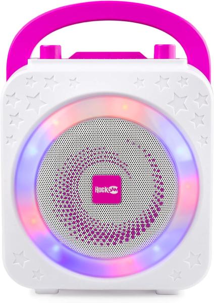 RockJam Party Karaoke-Maschine mit Bluetooth Karaoke-Anlagen LED in Weiß